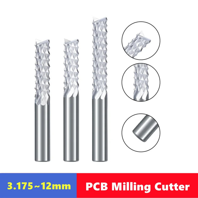 PCB corn  milling cutter Carbide End Mill 3.175/4/6/6.35/8/10/12mm shank,  CNC Cutting Milling PCB MDF ABS Tools Router Bit