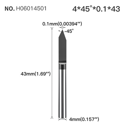 HUHAO 4mm Shank Bottom Carbide Engraving Router Bits for Metal Wood Stainless Steel Titanium Coating Milling Cutter PCB CNC Tool