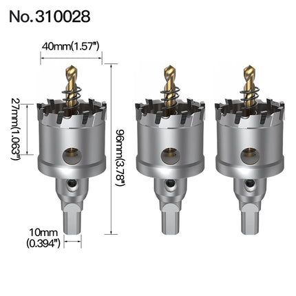 HUHAO 3PCS TCT Hole Saw Drill Bit Alloy Carbide Tipped Hole Cutter With Titanium-Plated Pilot Tools For Metal Stainless Steel