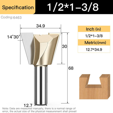 HUHAO 1/4inch 1/2inch Dovetail Joint Router Bit 12.7mm Shank Milling Cutter Carbide Steel Engraving Cutting CNC Tools For Wood