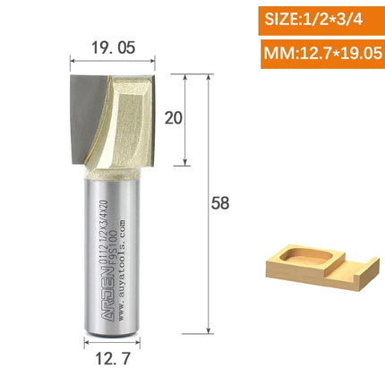 ARDEN Inch Woodworking Flat Bottom 2 Flutes Carbide Bottom Router Bit  Slotting Carving CNC Tool for Plywood MDF Solid wood