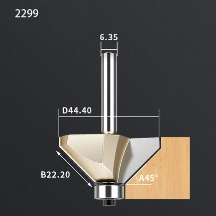 HUHAO Professional 45-Degree Chamfer Woodworking Milling Cutter Wood Edge Trimming Bevel Cutter Router Bit with Bearing Guide⭐⭐⭐⭐⭐