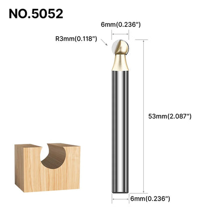 HUHAO 3mm 6mm Shank Ball Nose Round Carving Bit CNC Milling Cutter For Wood Cove End Mill Radius Core Router Bit Carbide Tools