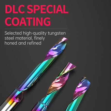 HUHAO 3.175 4 6 8mm Single Flute End Mill HRC70 Aluminum Spiral Router Bit DLC Coating Carbide Steel CNC Solid Milling Cutter