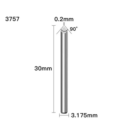 HUHAO 3.175mm Shank 3 Edge Pyramid Engraving Bit 20-90 Degrees Carbide Milling Cutter 0.1 0.2 0.3mm Wood End Mill CNC Router Bit