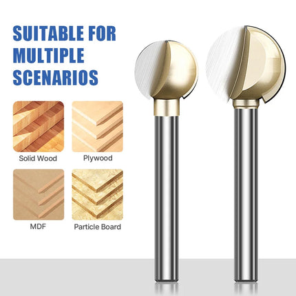 HUHAO 3mm 6mm Shank Ball Nose Round Carving Bit CNC Milling Cutter For Wood Cove End Mill Radius Core Router Bit Carbide Tools