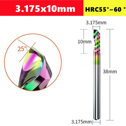 3.175/4/6mm  Shank Single blade spiral milling cutter,HRC60 Carbide  CNC Router Bit aluminium .Plastic. Acrylic trimming knife