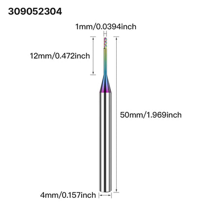HUHAO 3 Flutes Colorful Deep Groove Milling Cutter 4mm Shank DLC Coating Router Bit Carbide CNC Endmill Tool for Aluminum Copper