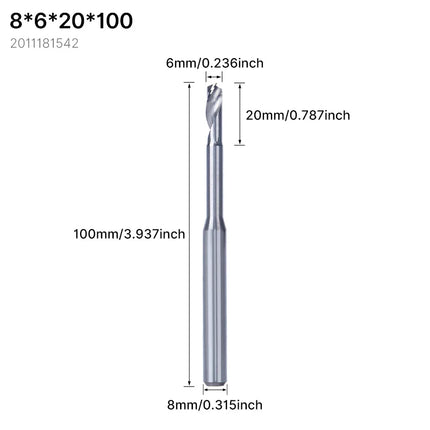HUHAO 8mm 10mm Shank Milling Cutter Carbide End Mills for Aluminium Metal Single Flute DLC Coated Router Bits Cutting CNC Tools
