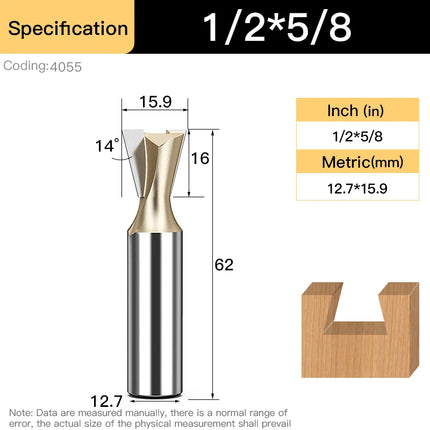 HUHAO 1/4inch 1/2inch Dovetail Joint Router Bit 12.7mm Shank Milling Cutter Carbide Steel Engraving Cutting CNC Tools For Wood