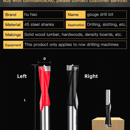 HUHAO 5PCS Wood Drill Bits Set 10mm Shank Forstner Drill 2Flute Row Drill 70mm Total Length Woodworking Drill Bits Router Bit
