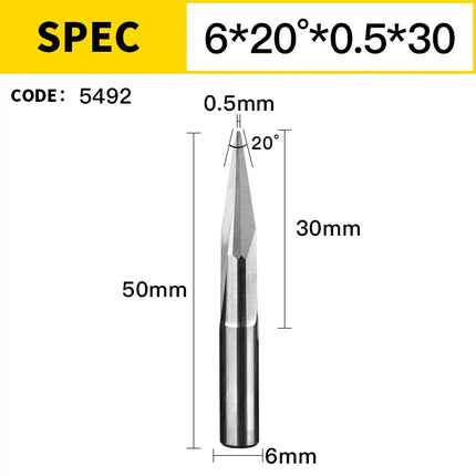 HUHAO 3D 6mm Shank Engraving Bit V Shape Milling Cutter 2 Flutes Carbide End Mill CNC Router Bit for Wood MDF Woodworking Tools
