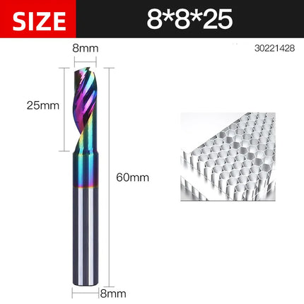 HUHAO 3.175 4 6 8mm Single Flute End Mill HRC70 Aluminum Spiral Router Bit DLC Coating Carbide Steel CNC Solid Milling Cutter