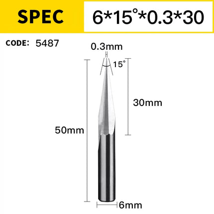 HUHAO 3D 6mm Shank Engraving Bit V Shape Milling Cutter 2 Flutes Carbide End Mill CNC Router Bit for Wood MDF Woodworking Tools