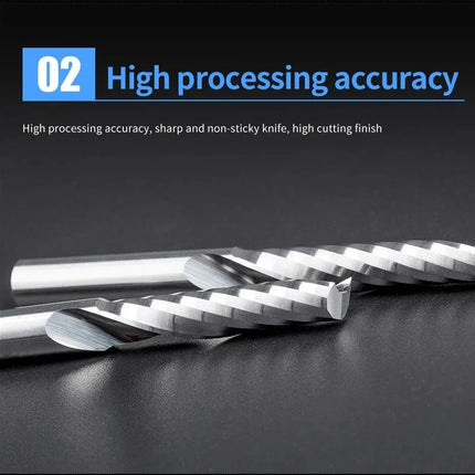 HUHAO Single Flute Spiral End Mill 3.175 /4/6 Shank Spiral Milling Cutte CNC 3D Engraving Carving Bit for Acrylic PVC Wood MDF