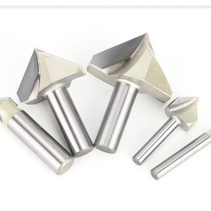 HUHAO 90 Degree V-type Woodworking Milling Cutter Carbide CNC Router Bit V Groove For Wood MDF Cutting Slotting Engraving Tools