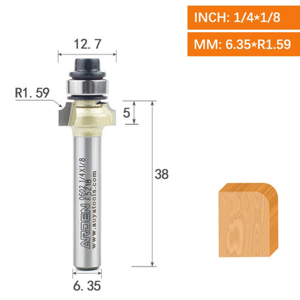 ARDEN Round Corner Chamfering Milling Cutter Carbide Round Over Router Bit Radius Edge Woodworking Trimming CNC Tool Wood MDF