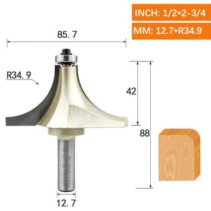 ARDEN Round Corner Chamfering Milling Cutter Carbide Round Over Router Bit Radius Edge Woodworking Trimming CNC Tool Wood MDF