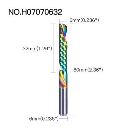 Single O Flute Carbide Spiral End Mill DLC Coating 3D CNC Engraving Milling Cutter for Wood Acrylic Tool