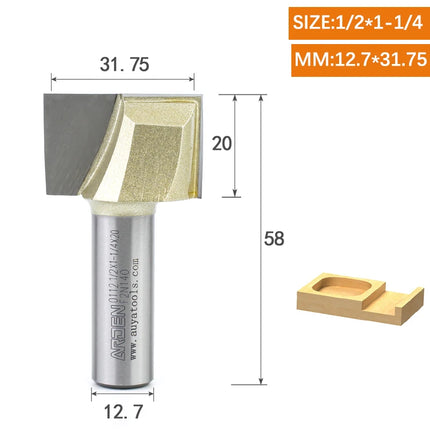 ARDEN Inch Woodworking Flat Bottom 2 Flutes Carbide Bottom Router Bit  Slotting Carving CNC Tool for Plywood MDF Solid wood