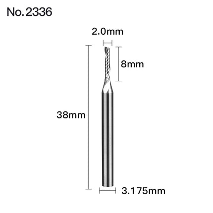 HUHAO 1PCS 3.175mm Shank Single Flute Spiral Milling Cutter Carbide End Mill CNC Router Bit Engraving Cut for Acrylic Wood MDF