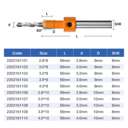 HUHAO 8mm Shank HSS Woodworking Countersink Router Bit Screw Extractor Remon Demolition for Wood Milling Cutter Woodworking Tool