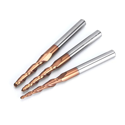 HUHAO 6mm Shank 2 Flutes Carbide Spiral Tapered Ball Nose End Mill HRC55 Router Bit for Metal Wood CNC 2D 3D Carving Bits Tools