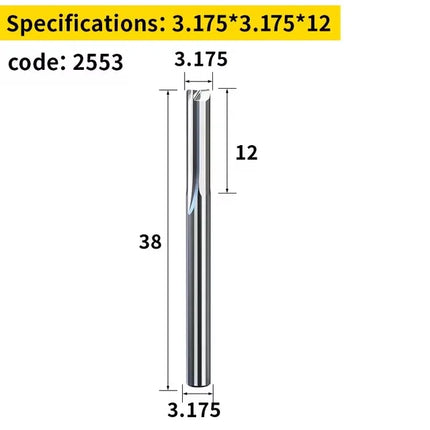 HUHAO 3.175mm 4mm 6mm Shank Straight Slot 2 Flute Milling Cutter Carbide Steel End Mill CNC Wood Router Bit Engraving Bit Tools
