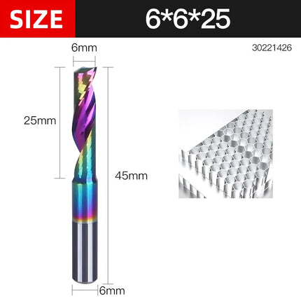 HUHAO 3.175 4 6 8mm Single Flute End Mill HRC70 Aluminum Spiral Router Bit DLC Coating Carbide Steel CNC Solid Milling Cutter