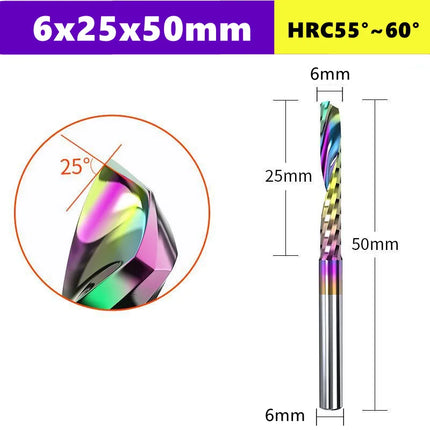 3.175/4/6mm  Shank Single blade spiral milling cutter,HRC60 Carbide  CNC Router Bit aluminium .Plastic. Acrylic trimming knife