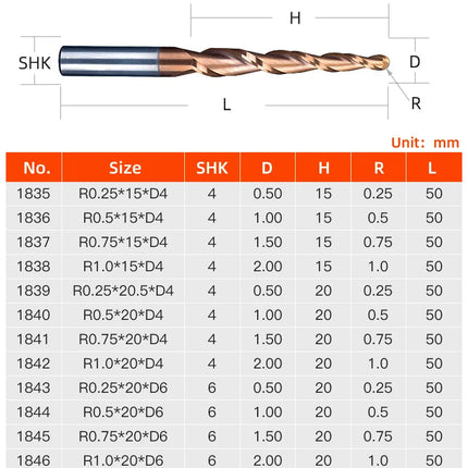HUHAO Spiral Ball Nose Tapered End Mill Engraving Bit HRC55 CNC End Mill 4mm 6mm 8mm 3D Carving Bits Wood Metal Tools