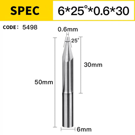HUHAO 3D 6mm Shank Engraving Bit V Shape Milling Cutter 2 Flutes Carbide End Mill CNC Router Bit for Wood MDF Woodworking Tools