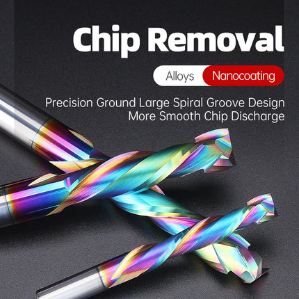 Up Down Cut Compression 2 Flutes Spiral Carbide Milling Cutter Router Bits CNC End Mill DLC Coating
