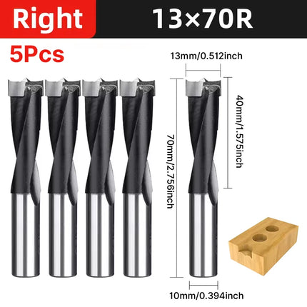 HUHAO 5PCS Wood Drill Bits Set 10mm Shank Forstner Drill 2Flute Row Drill 70mm Total Length Woodworking Drill Bits Router Bit