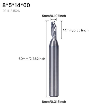 HUHAO 8mm 10mm Shank Milling Cutter Carbide End Mills for Aluminium Metal Single Flute DLC Coated Router Bits Cutting CNC Tools