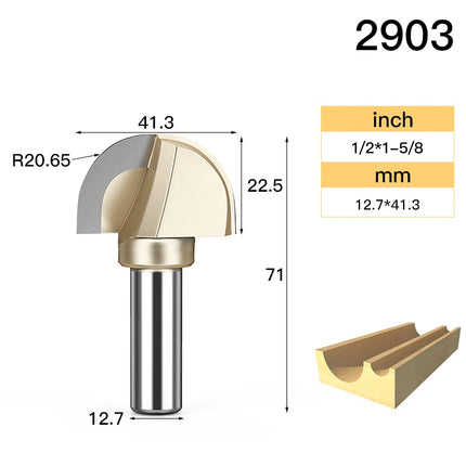 HUHAO Round Ball Nose Cove Router Bit CNC Milling Bit Radius Core Box Solid Milling Cutter for Wood