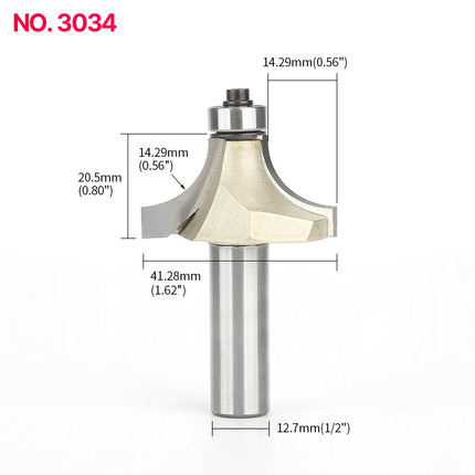 HUHAO 1/4 Shank Corner Round Over Router Bit With Bearing Carbide Steel Milling Cutter For Wood End Mill CNC Woodworking Tools
