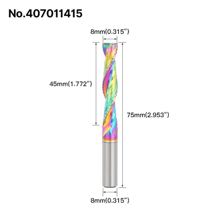 HUHAO Composite Milling Cutter for Wood 2 Flute Spiral Carbide Chip End Mill DLC Coating CNC Router Bit Cutter Chipboard Acrylic