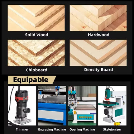 HUHAO 1/4"Shank Straight Router Bit Trimming Cutter Carbide Steel Trimming Machine Milling Cutter Wood Woodworking CNC Tools