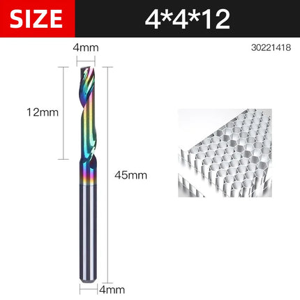 HUHAO 3.175 4 6 8mm Single Flute End Mill HRC70 Aluminum Spiral Router Bit DLC Coating Carbide Steel CNC Solid Milling Cutter