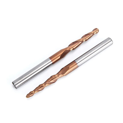 HUHAO 6mm Shank 2 Flutes Carbide Spiral Tapered Ball Nose End Mill HRC55 Router Bit for Metal Wood CNC 2D 3D Carving Bits Tools