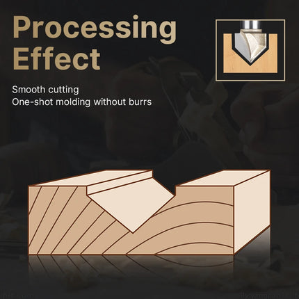 HUHAO 90 Degree V-type Woodworking Milling Cutter Carbide CNC Router Bit V Groove For Wood MDF Cutting Slotting Engraving Tools
