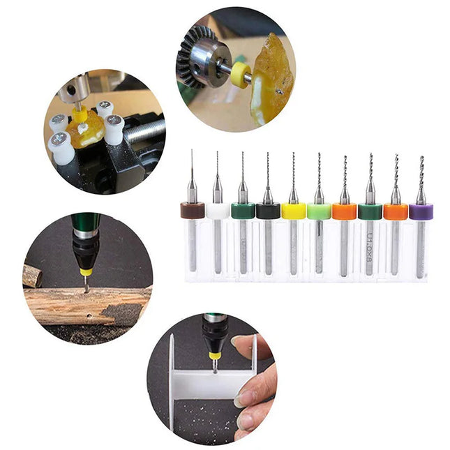 10pcs Carbide PCB micro drill bits 0.1-3.0mm, 3.175mm (1/8) shank for PCB drill bit kit for printed circuit board drilling