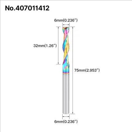 HUHAO Composite Milling Cutter for Wood 2 Flute Spiral Carbide Chip End Mill DLC Coating CNC Router Bit Cutter Chipboard Acrylic