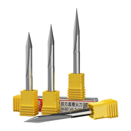 HUHAO 3D 6mm Shank Engraving Bit V Shape Milling Cutter 2 Flutes Carbide End Mill CNC Router Bit for Wood MDF Woodworking Tools