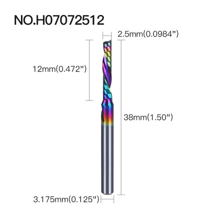 Single O Flute Carbide Spiral End Mill DLC Coating 3D CNC Engraving Milling Cutter for Wood Acrylic Tool