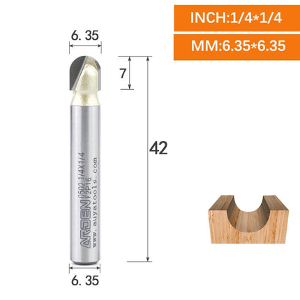 ARDEN Core Box Bit Carbide Round Bottom Groove Milling Cutter Radius Ball Nose Woodworking Router Bit Semi-circular CNC Bit