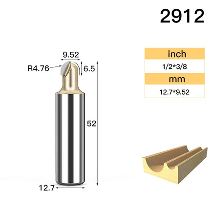 HUHAO Round Ball Nose Cove Router Bit CNC Milling Bit Radius Core Box Solid Milling Cutter for Wood