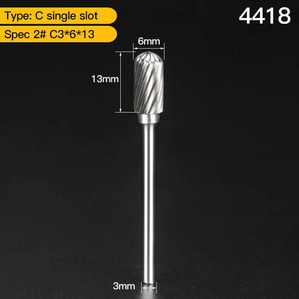 HUHAO 3mm Shank Rotary Burr Carbide Steel Drill Bits for Metal Woodworking Accessory Electric Rotary Router Bit Grinding Tools