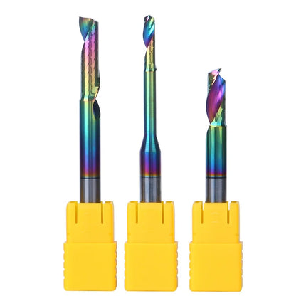 HUHAO 8mm 10mm Shank Milling Cutter Carbide End Mills for Aluminium Metal Single Flute DLC Coated Router Bits Cutting CNC Tools